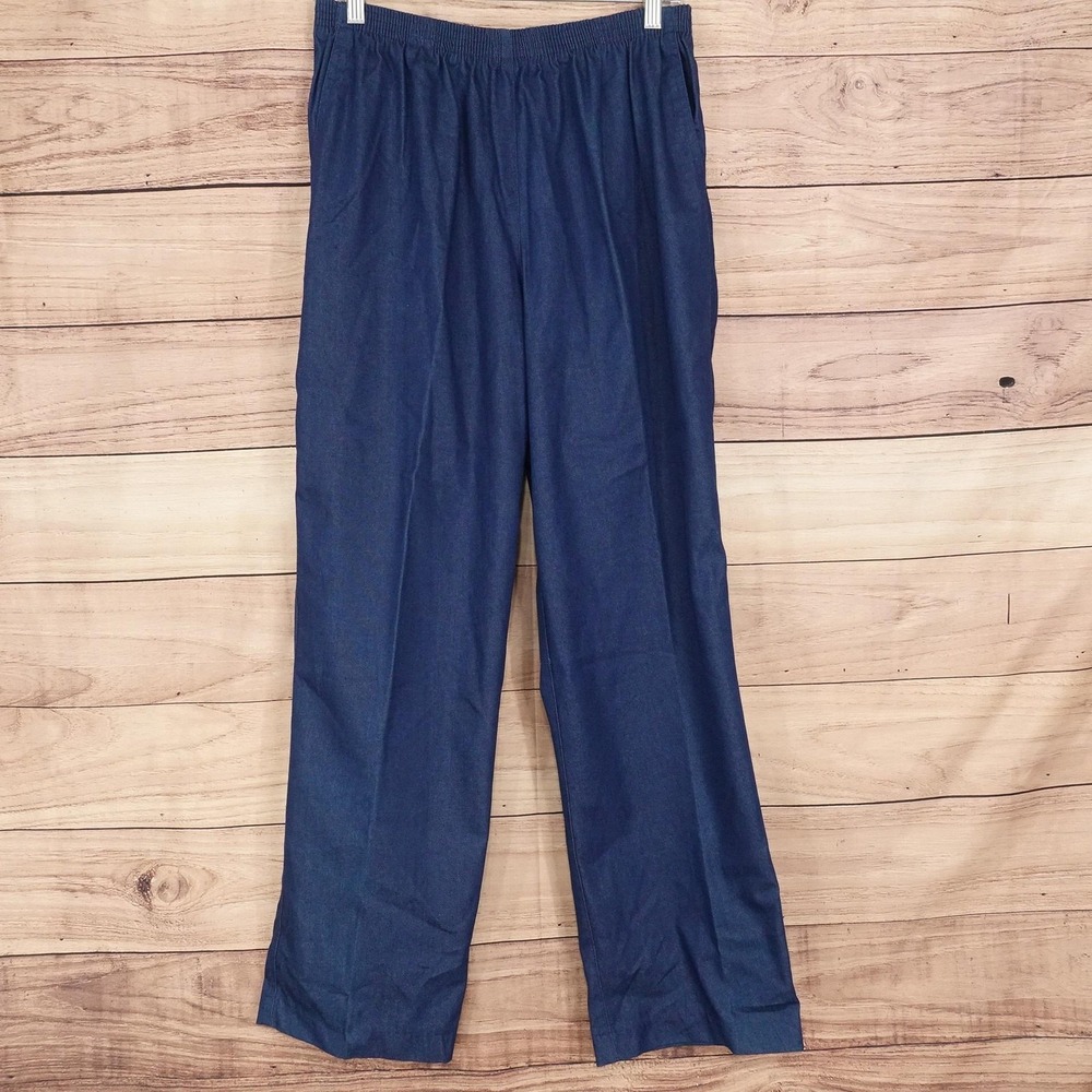 New! Alfred Dunner Pants Womens 14 Blue Denim Pull On Elastic Stretch 28x30